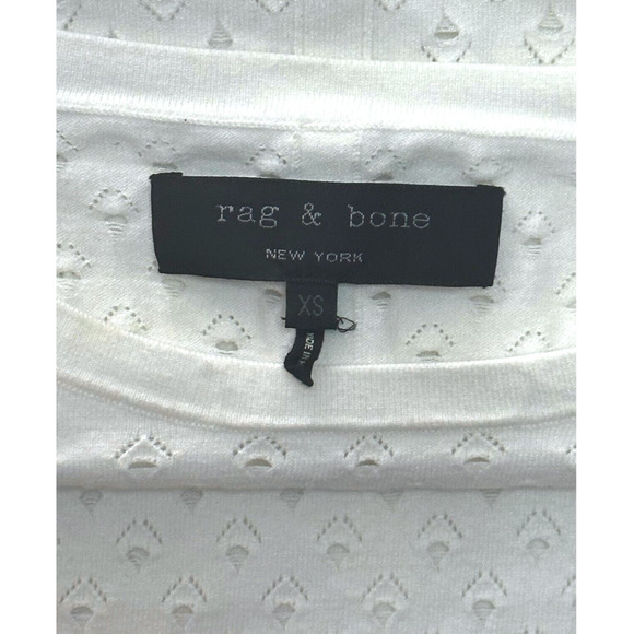 RAG & BONE Gianna Sweater Top Eyelet Pattern Crewneck Pullover Soft Cozy White - Picture 6 of 9